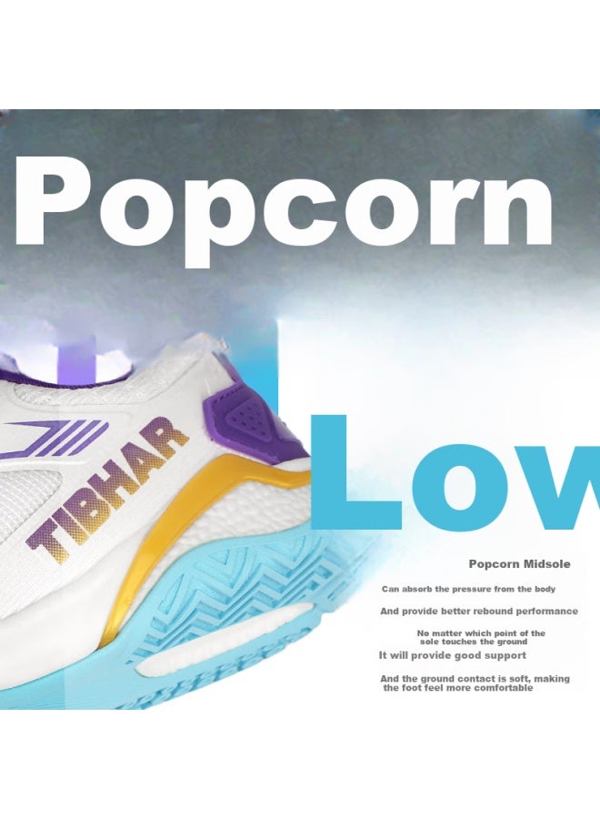 Tibhar Table Tennis Shoes Uni Anti-slip Professional Breathable Durable Training Sneakers White/purple Gold Size 40 - Image 1