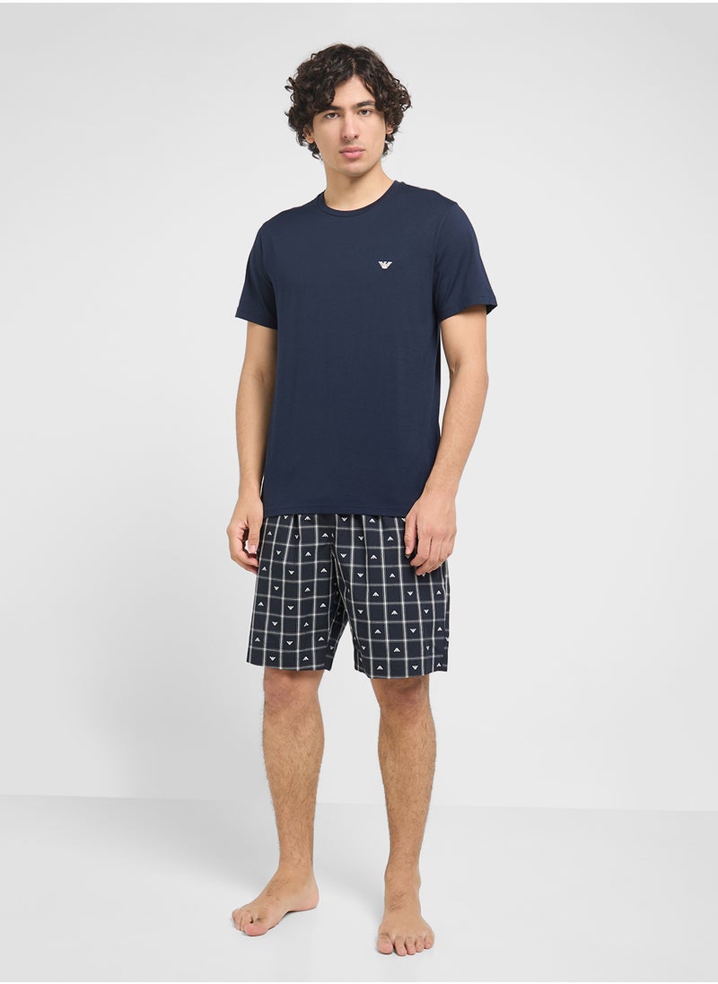 EMPORIO ARMANI - Crew Neck T-Shirt & Logo Band Shorts - Image 1