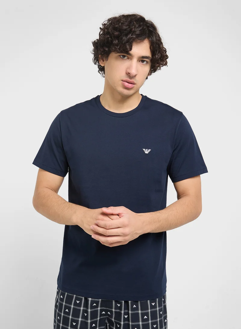 EMPORIO ARMANI Crew Neck T-Shirt & Logo Band Shorts