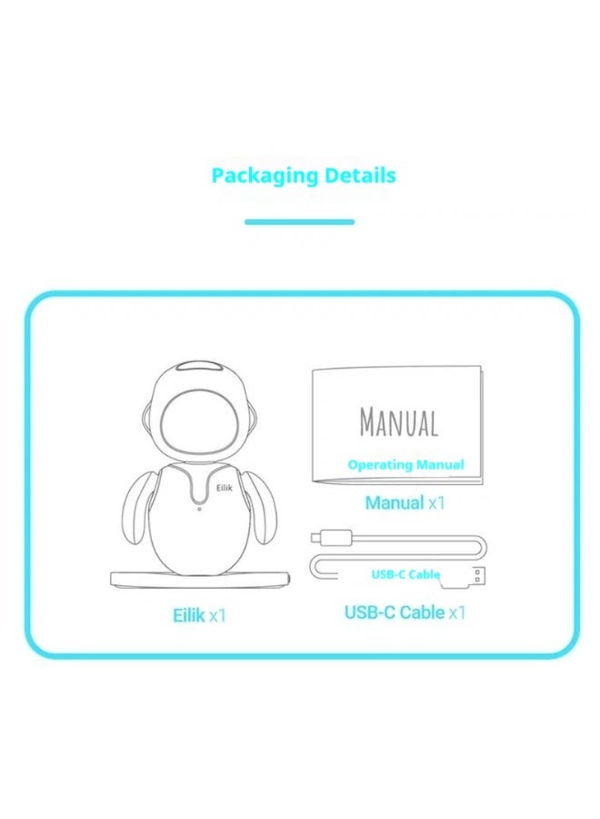 Eilik روبوت إيليك: لعبة حيوان إلكتروني صديق ذكية ذو تفاعل صوتي عاطفي ذكية لأولئك الأطفال على سطح المكتب - Image 5