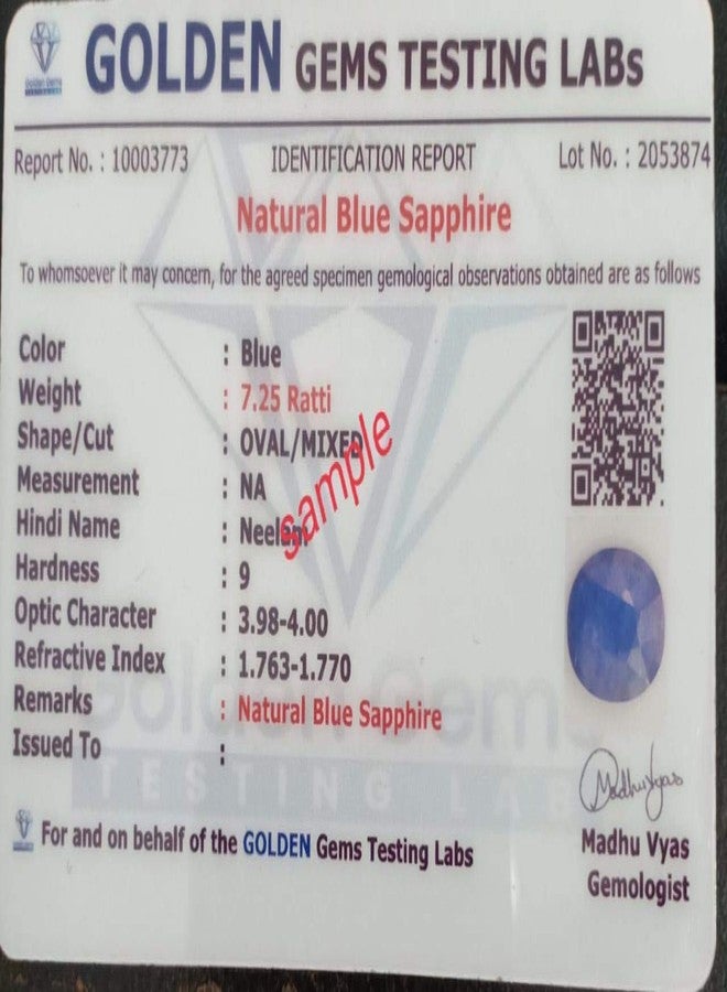 Kirti Sales Gems Ceylon Blue Sapphire Neelam 5.25 Ratti Cylone (Srilankan) Blue Sapphire(Shani) Neelam Gemstone - Image 4