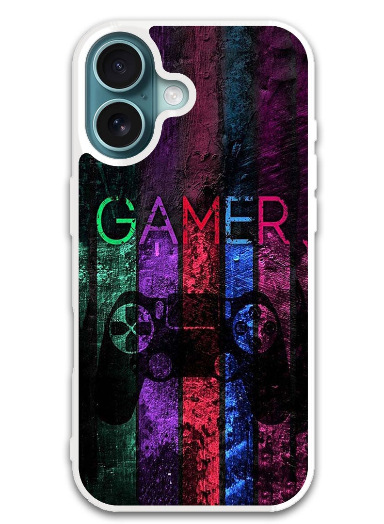 Theodor غطاء حماية لجهاز أبل آيفون 16 للاعبين (حافة بيضاء) - Image 1