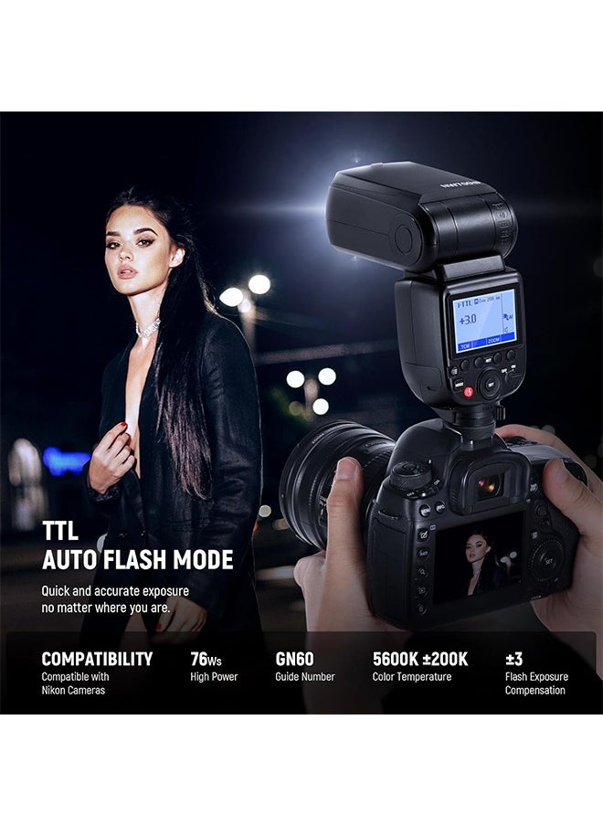 Neewer NEEWER NW700-N TTL Flash Speedlite Compatible with Nikon DSLR Cameras, 1/8000s High Speed Sync Speelight, 1/1-1/256 Output, TCM Function, 230 Full Power Flash, 0.1-2.7s Fast Recycling Flashlight  - Image 2