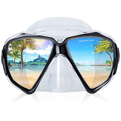 EXP VISION Snorkel Diving Mask Panoramic HD Swim Mask AntiFog Scuba Diving GogglesTempered Glass Dive Mask Adult Youth Swim Goggles with Nose Cover for Diving Snorkeling Swimming Clear Black - Image 1
