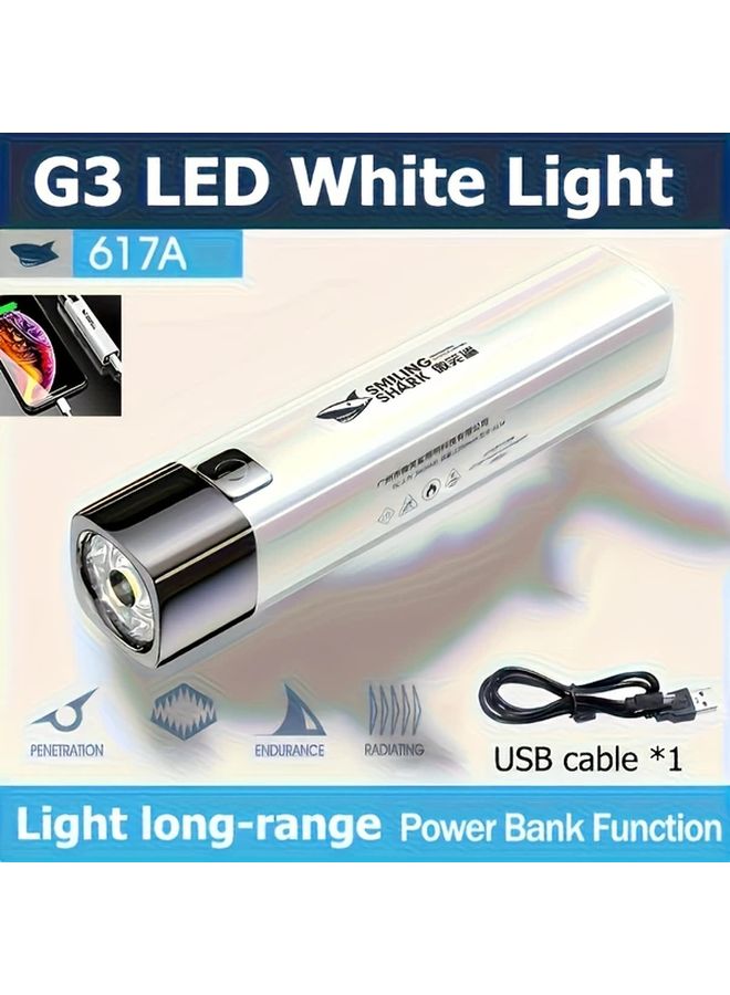 617A White 2 In 1 Tactical LED Flashlight Super Bright Portable Power Bank For Camping - Image 1