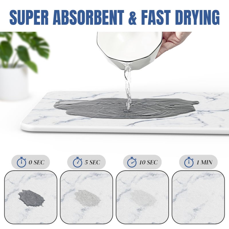 Plentio Quick Dry Stone Drying Mat for Kitchen Counter, Water-Absorbent Diatomaceous Dish Drying Mats, Multi-Purpose Stone Drying Tray for Cups Dishes Bottles - Image 5