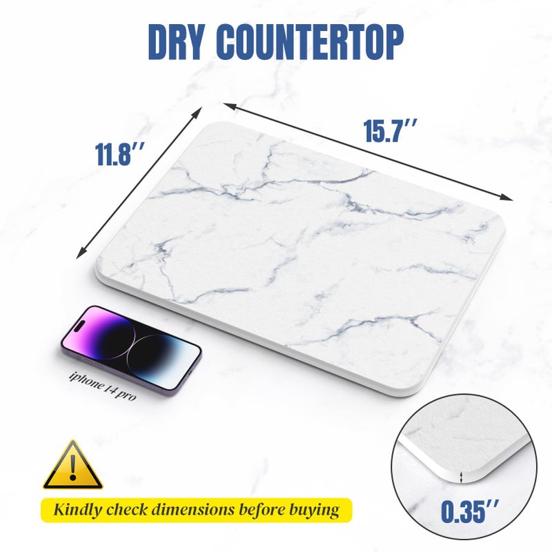 Plentio Quick Dry Stone Drying Mat for Kitchen Counter, Water-Absorbent Diatomaceous Dish Drying Mats, Multi-Purpose Stone Drying Tray for Cups Dishes Bottles - Image 2