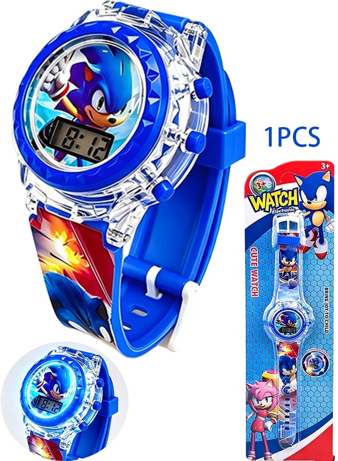 Sonic cartoon kids' watch, children's watch toy with light effects, kids' electronic watch with music, cartoon kids' watch - Image 1