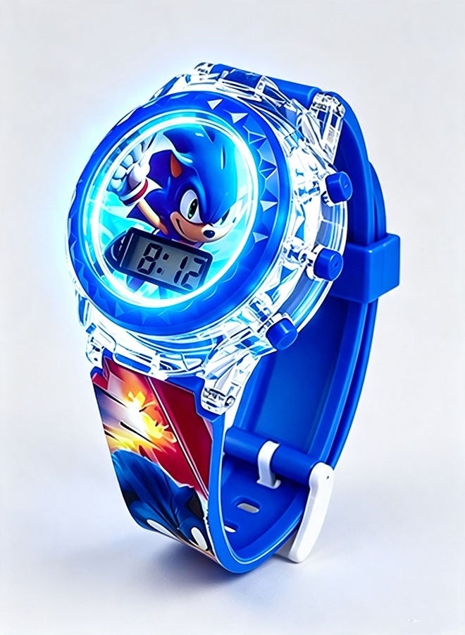 Sonic cartoon kids' watch, children's watch toy with light effects, kids' electronic watch with music, cartoon kids' watch - Image 2