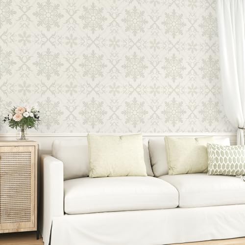 WESTICK Beige Vintage Victorian Wallpaper 175x100 Self Adhesive Removable Damask Art Deco Wallpaper for Bedroom Walls Shelf Liner Desk Boho - Image 3