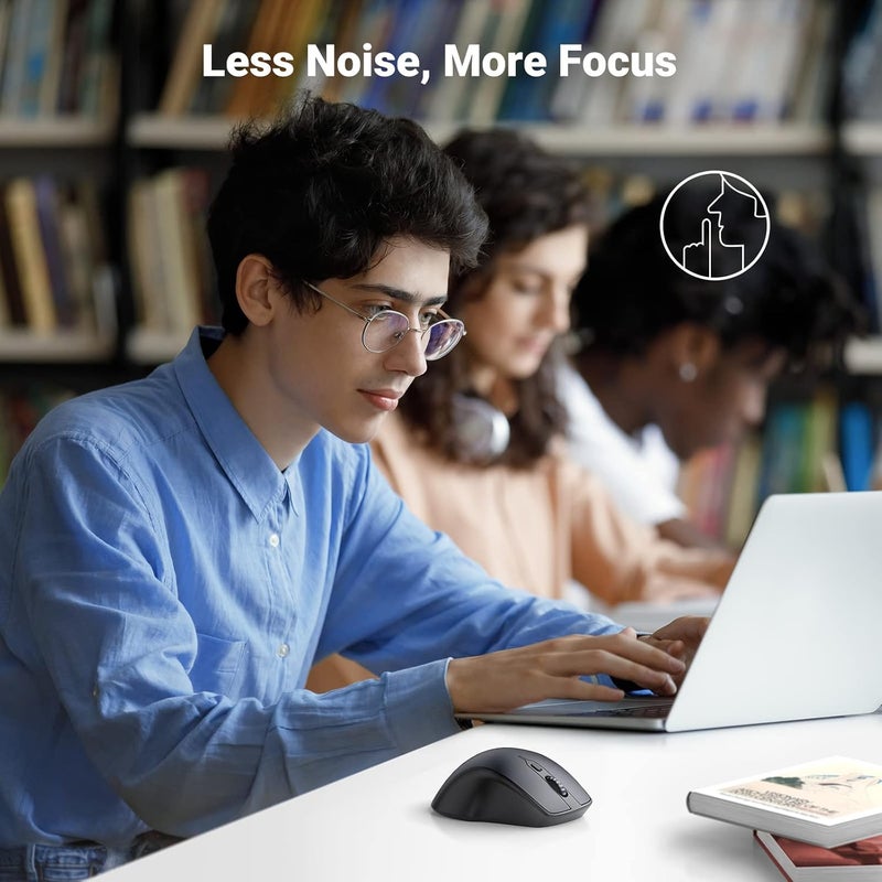 UGREEN Upgraded Ergonomic Mouse Comfortable for Large Sized Hands, Bluetooth Mouse for Laptop/Tablet, Silent Click, Dual Mode Bluetooth & 2.4G Nano Wireless Mice for PC/Smart TV/Multi-Devices Black - Image 5