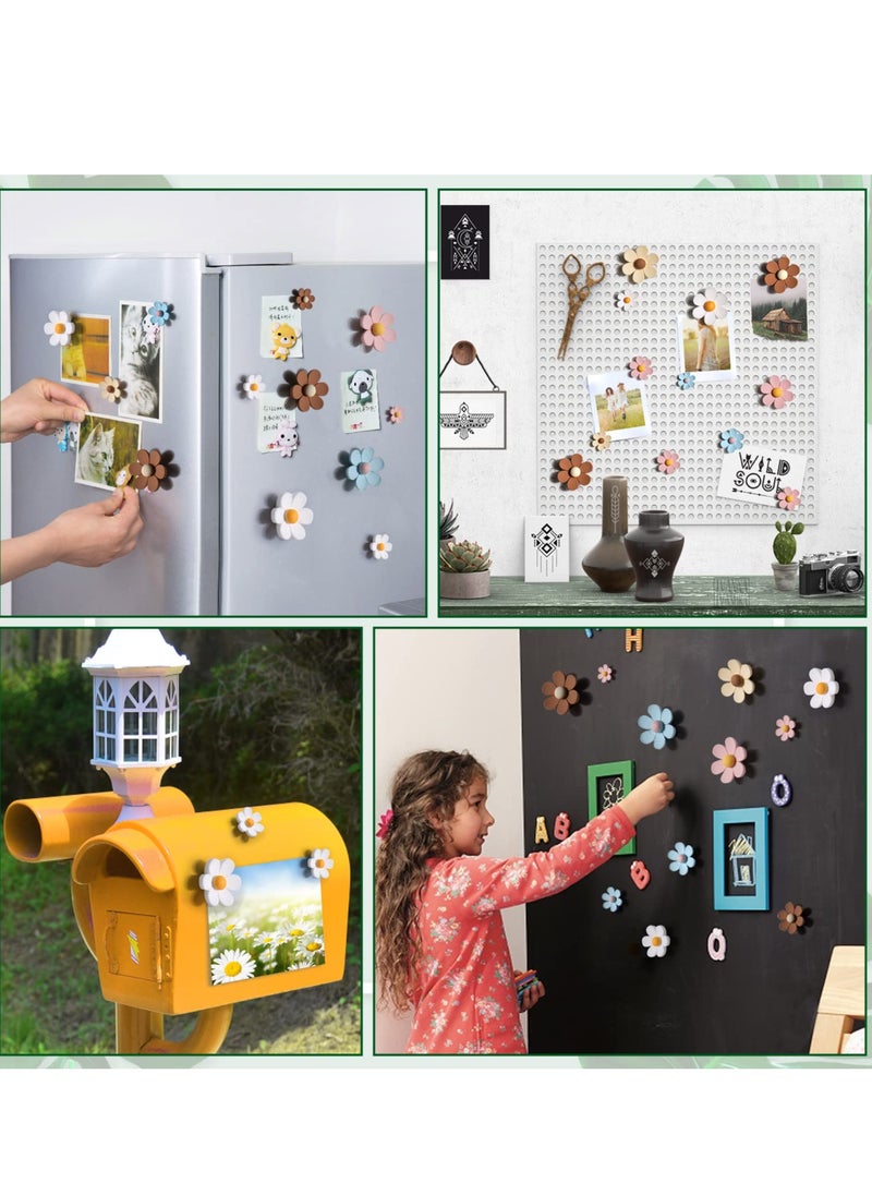 KASTWAVE KASTWAVE 25Pcs Mini Daisy Refrigerator Magnets - Decorative Cute Magnetic Flower Decals for Kitchen, Locker, Whiteboard, Home Office - Small Fridge Magnets Set  - Image 3