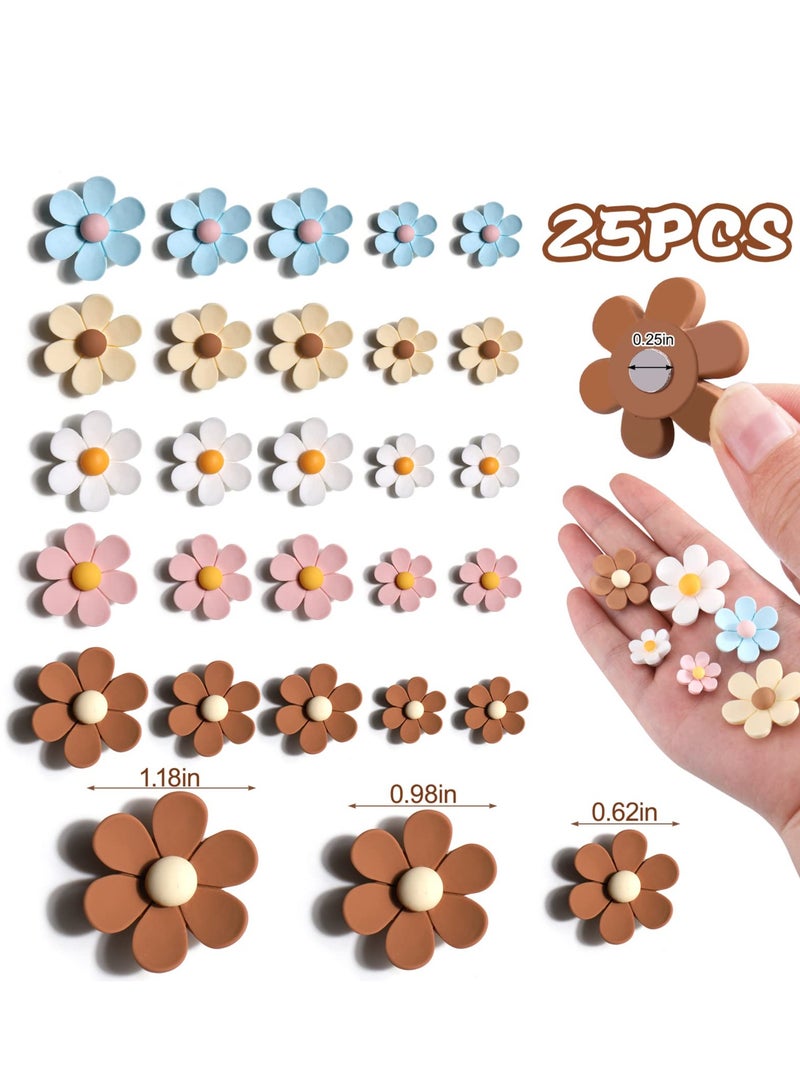 KASTWAVE 25Pcs Mini Daisy Refrigerator Magnets - Decorative Cute Magnetic Flower Decals for Kitchen, Locker, Whiteboard, Home Office - Small Fridge Magnets Set