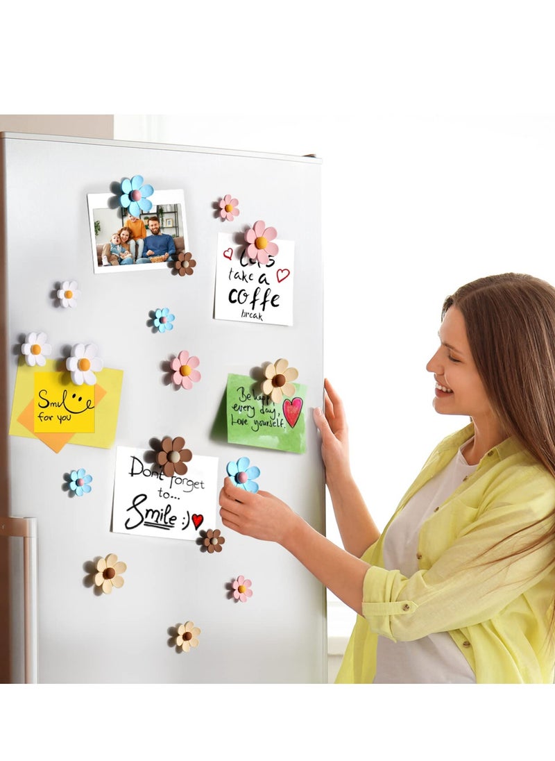 KASTWAVE KASTWAVE 25Pcs Mini Daisy Refrigerator Magnets - Decorative Cute Magnetic Flower Decals for Kitchen, Locker, Whiteboard, Home Office - Small Fridge Magnets Set  - Image 4