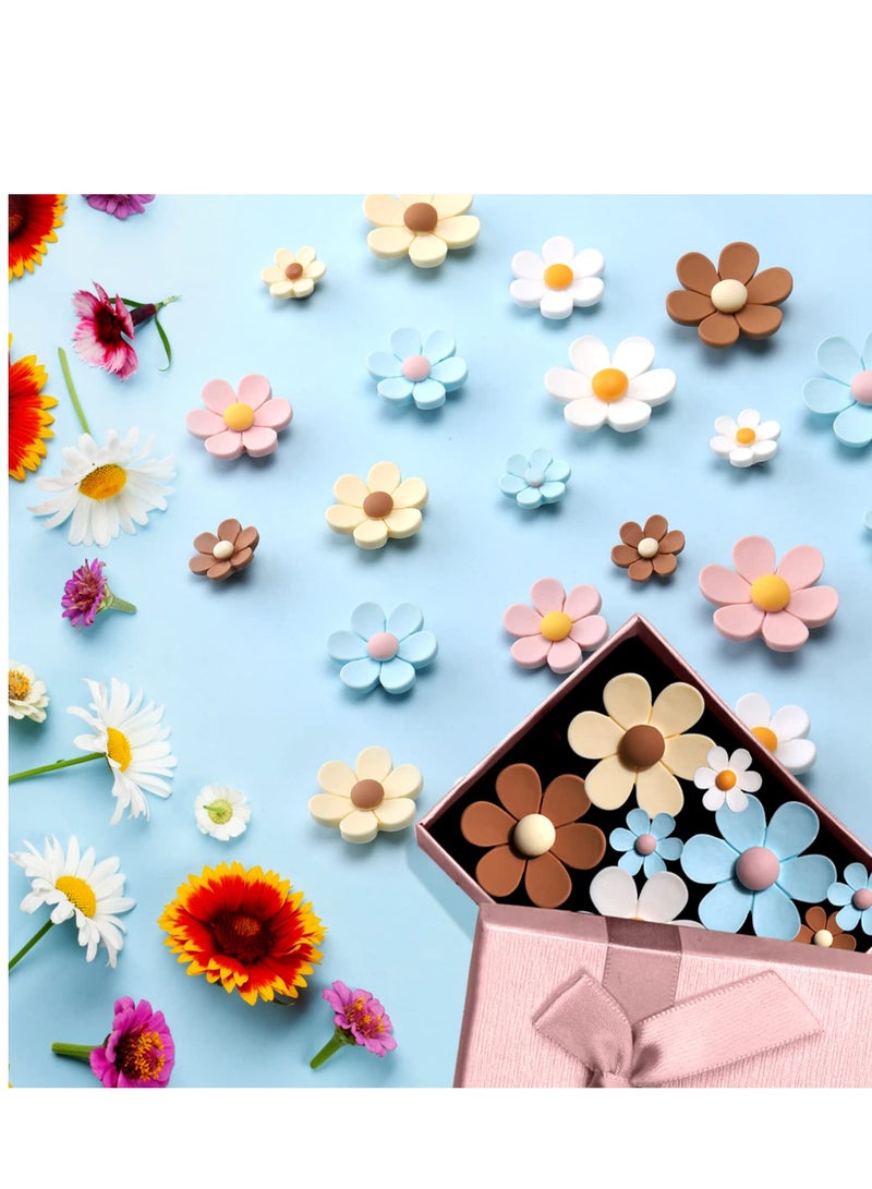 KASTWAVE 25Pcs Mini Daisy Refrigerator Magnets - Decorative Cute Magnetic Flower Decals for Kitchen, Locker, Whiteboard, Home Office - Small Fridge Magnets Set