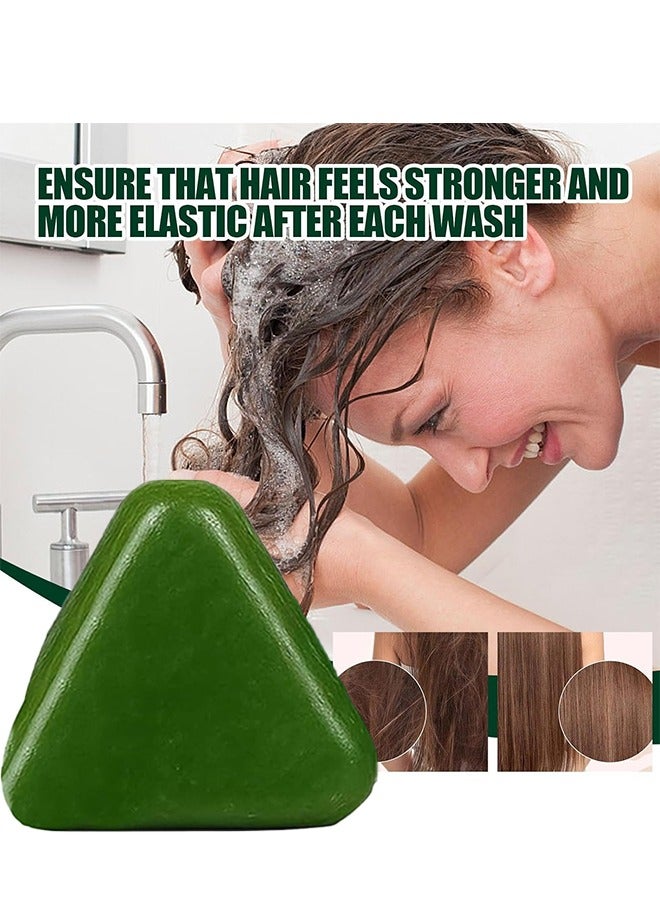 SKT Natural Herbal Anti-Hair Loss Shampoo Soap, Green Triangle, Scalp Care and Hair Root Strengthening - Image 2