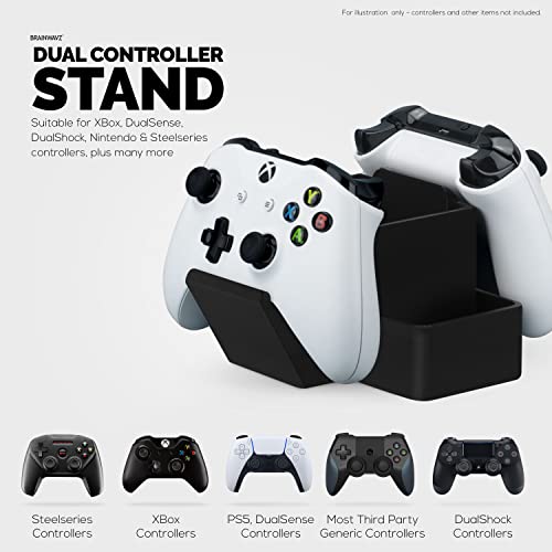 Brainwavz Plastic Dual Game Controller, TV Remote Control & Stationary Storage Desktop Organizer Holder, Universal Design For Xbox ONE PS5 PS4 PC Gamepads, Reduce Clutter (D03) - Image 4