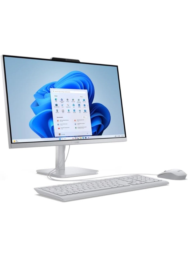 Lenovo (Upgraded) AIO A100 All-in-One Desktop PC – 23.8" FHD IPS Display, Intel N100 (i3 Alternative), 8GB DDR4, 512GB SSD, Wi-Fi 6, Windows 11 Pro, USB Keyboard & Mouse Included – Cloud Grey English Cloud Grey - Image 1