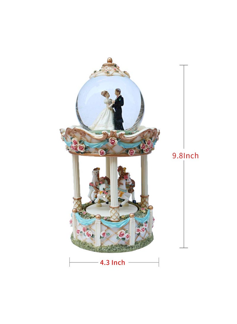 BLAZE Music Box Color Changing LED Light Musical Cake Carousel Horses Snow - Image 2