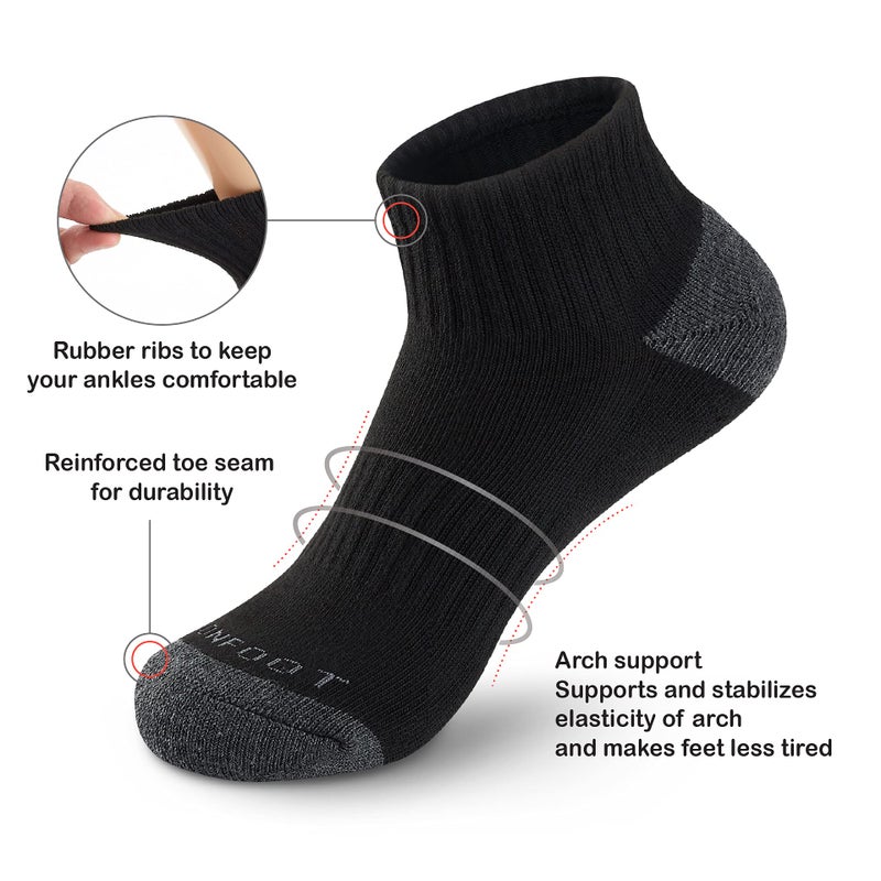 MONFOOT Women's and Men's 6 Pairs Daily Cushion Comfort Fit Performance Quarter Socks Medium, multipack - Image 3