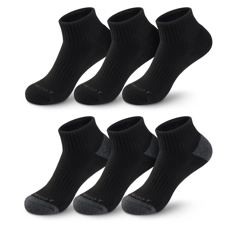 MONFOOT Women's and Men's 6 Pairs Daily Cushion Comfort Fit Performance Quarter Socks Medium, multipack - Image 1