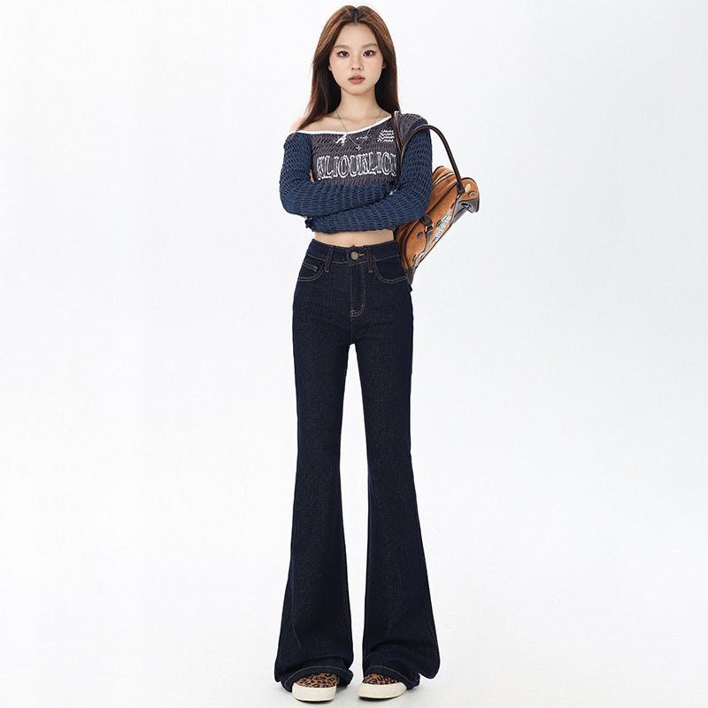 American Style High Waist Stretch Flared Pants Women'S Girls Women'S Micro-Lar Jeans Women'S Horseshoe Pants Women'S Autumn - Image 3