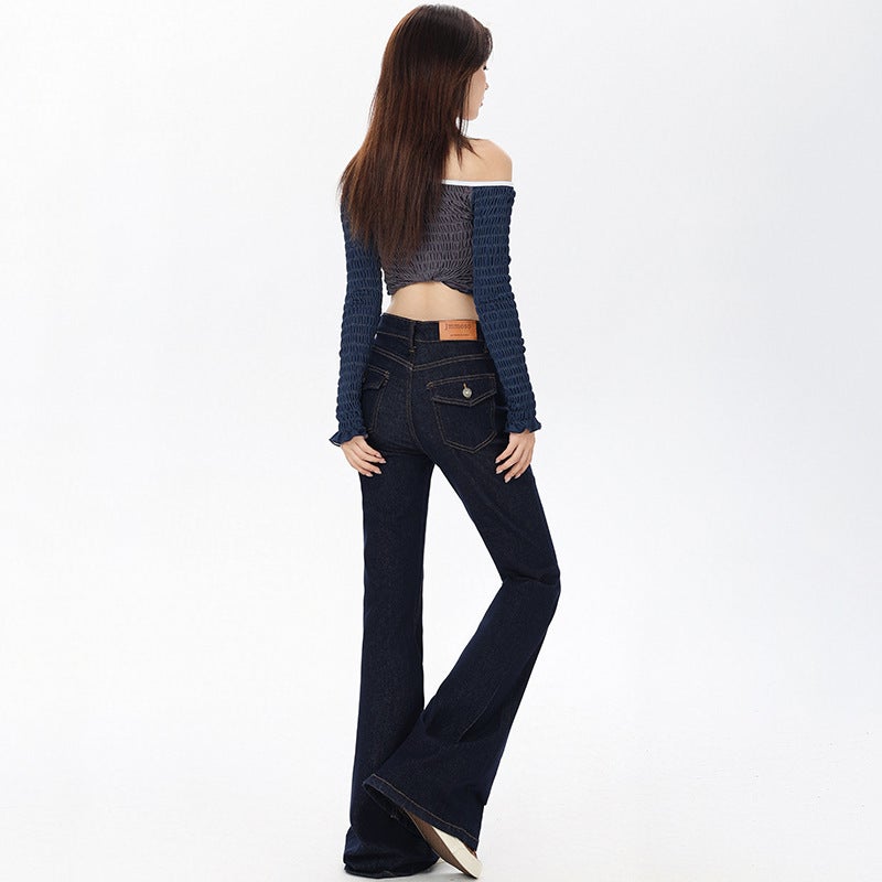 American Style High Waist Stretch Flared Pants Women'S Girls Women'S Micro-Lar Jeans Women'S Horseshoe Pants Women'S Autumn - Image 4