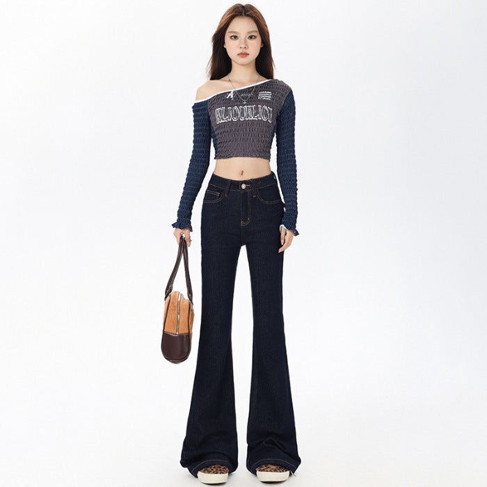 American Style High Waist Stretch Flared Pants Women'S Girls Women'S Micro-Lar Jeans Women'S Horseshoe Pants Women'S Autumn - Image 1
