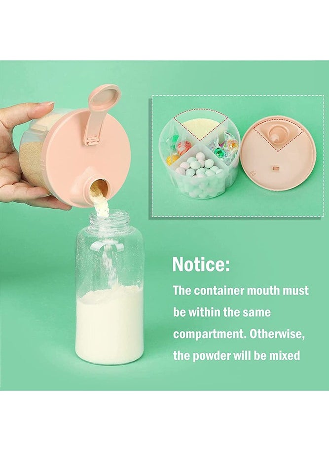 Bebiland Non-Spill Baby Food Container, Rotating Four-Compartment Formula and Snack Dispenser for Travel Outdoor, Pink  - Image 3