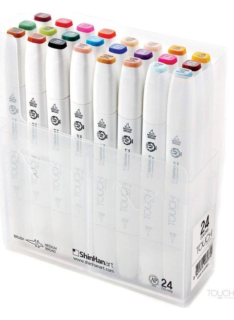 Twin Brush Marker Brush Tip Marker Set 24 Colors