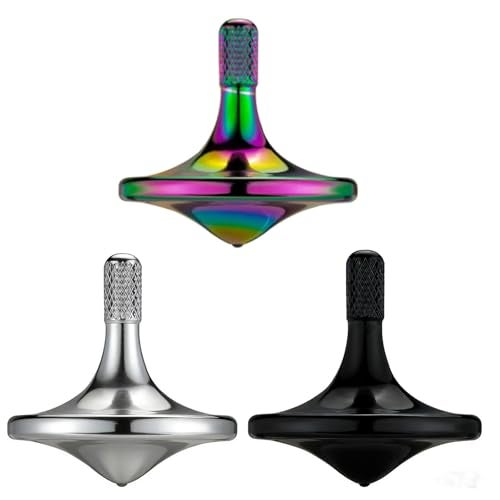 CHEETOP Precision Metal Spinning Top Spin Smooth for A Long Time Best Spin Time Over 8 Minutes Perfect Balance Well Made EDC Desktop Gyro Toy for Office for Adults Unique Gift 3PCS - Image 1