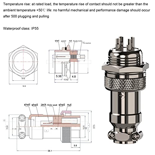 Clyxgs Aviation Plug Connector 4-Pin Male Female Panel Metal Wire Panel Connector 16mm Socket 10PCS - Image 4