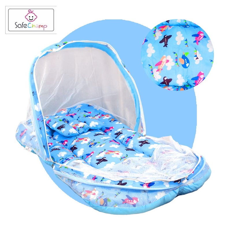 SafeChamp Skyler Baby Bedding Set with Pillow and Sleeping Bag Combo (Pack -2) (Blue) - Image 2