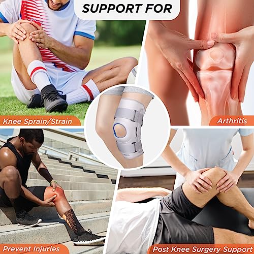 Vissco Neoprene Hinged Knee Stabilizer (Moderate Support), Knee Support for Pain Relief, Knee Injury, Knee Cap, Braces for Walking, Running, Gym, Workout (Single) - Large (Grey) - Image 3