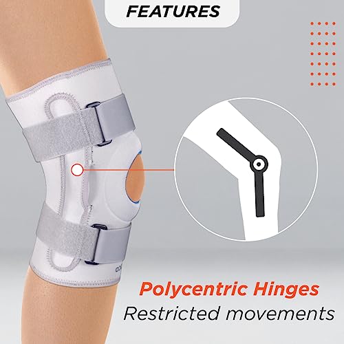 Vissco Neoprene Hinged Knee Stabilizer (Moderate Support), Knee Support for Pain Relief, Knee Injury, Knee Cap, Braces for Walking, Running, Gym, Workout (Single) - Large (Grey) - Image 2