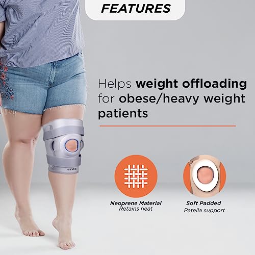 Vissco Neoprene Hinged Knee Stabilizer (Moderate Support), Knee Support for Pain Relief, Knee Injury, Knee Cap, Braces for Walking, Running, Gym, Workout (Single) - Large (Grey) - Image 4