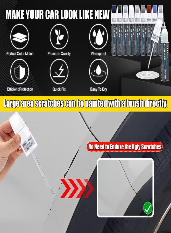 COSLAKE طلاء كوزلاك لإصلاح خدوش طلاء السيارات (لون أبيض لؤلؤي بلاتيني (NH-883P)) لسيارات أكورا، طقم إصلاح خدوش طلاء السيارات، حل سريع وسهل للإصلاح، قلم إزالة الخدوش 2 في 1 مع قطعتين من رؤوس التطبيق الدقيقة للاستخدام مرة واحدة - Image 4