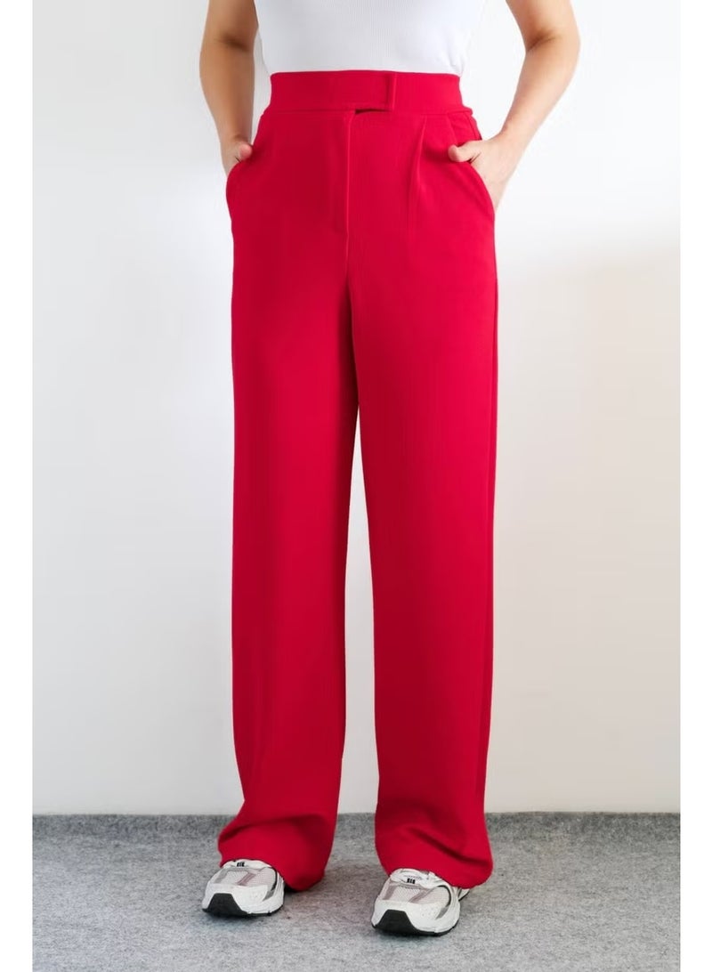 Ritnice Line Women's Lycra Velcro Closure Red Palazzo Trousers - Image 1