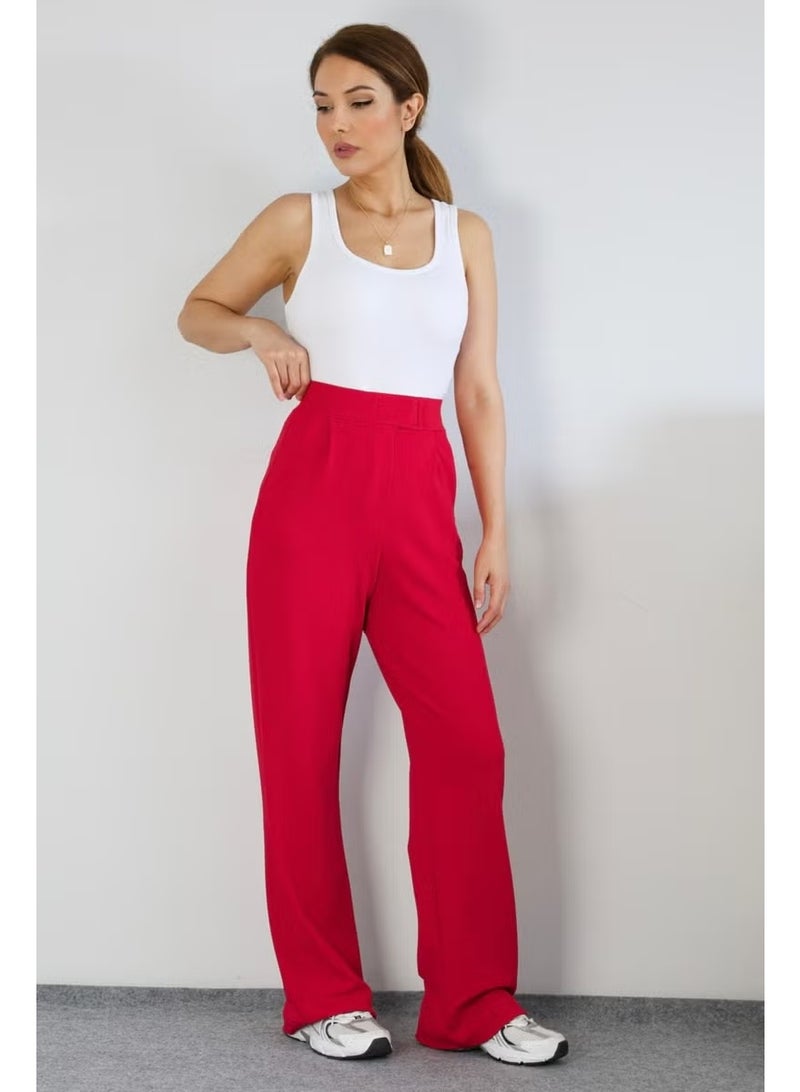 Ritnice Line Women's Lycra Velcro Closure Red Palazzo Trousers - Image 2
