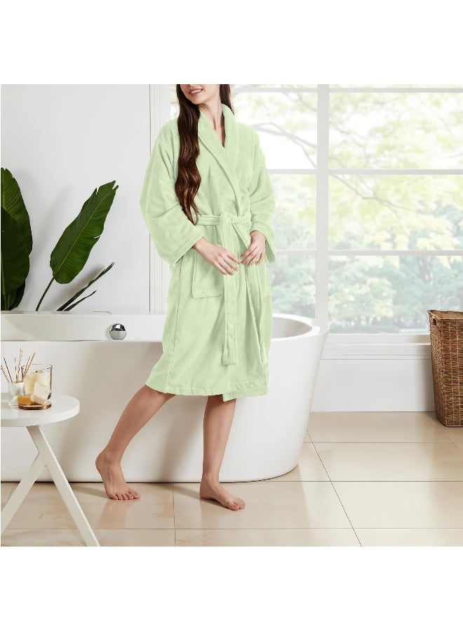 Cotton home Cotton Home Unisex Bathrobe - 100% Cotton Super Soft Highly Absorbent Lightweight Bathrobes for Women & Men - Ideal for Everyday Comfort & Relaxation Mint Green  - Image 2