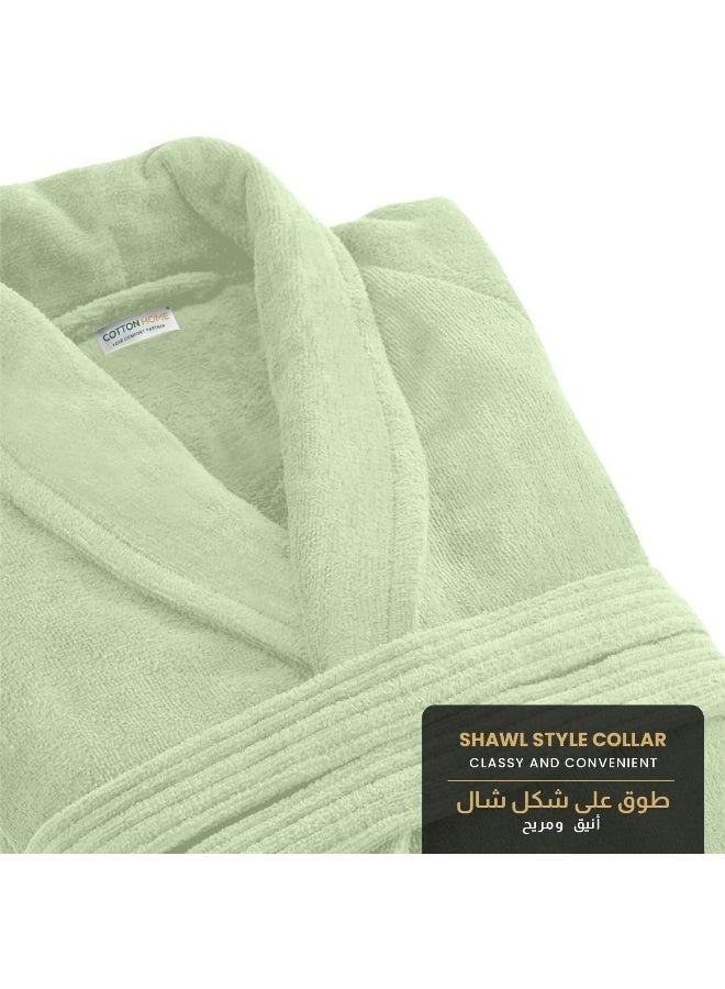 Cotton home Cotton Home Unisex Bathrobe - 100% Cotton Super Soft Highly Absorbent Lightweight Bathrobes for Women & Men - Ideal for Everyday Comfort & Relaxation Mint Green  - Image 3