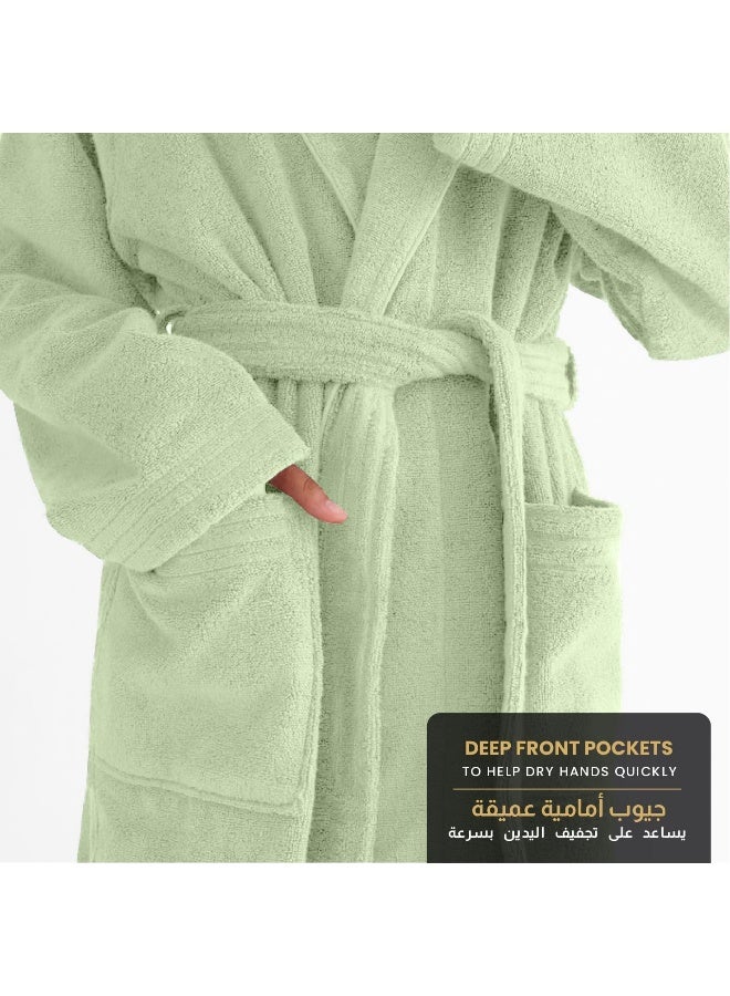 Cotton home Cotton Home Unisex Bathrobe - 100% Cotton Super Soft Highly Absorbent Lightweight Bathrobes for Women & Men - Ideal for Everyday Comfort & Relaxation Mint Green  - Image 5