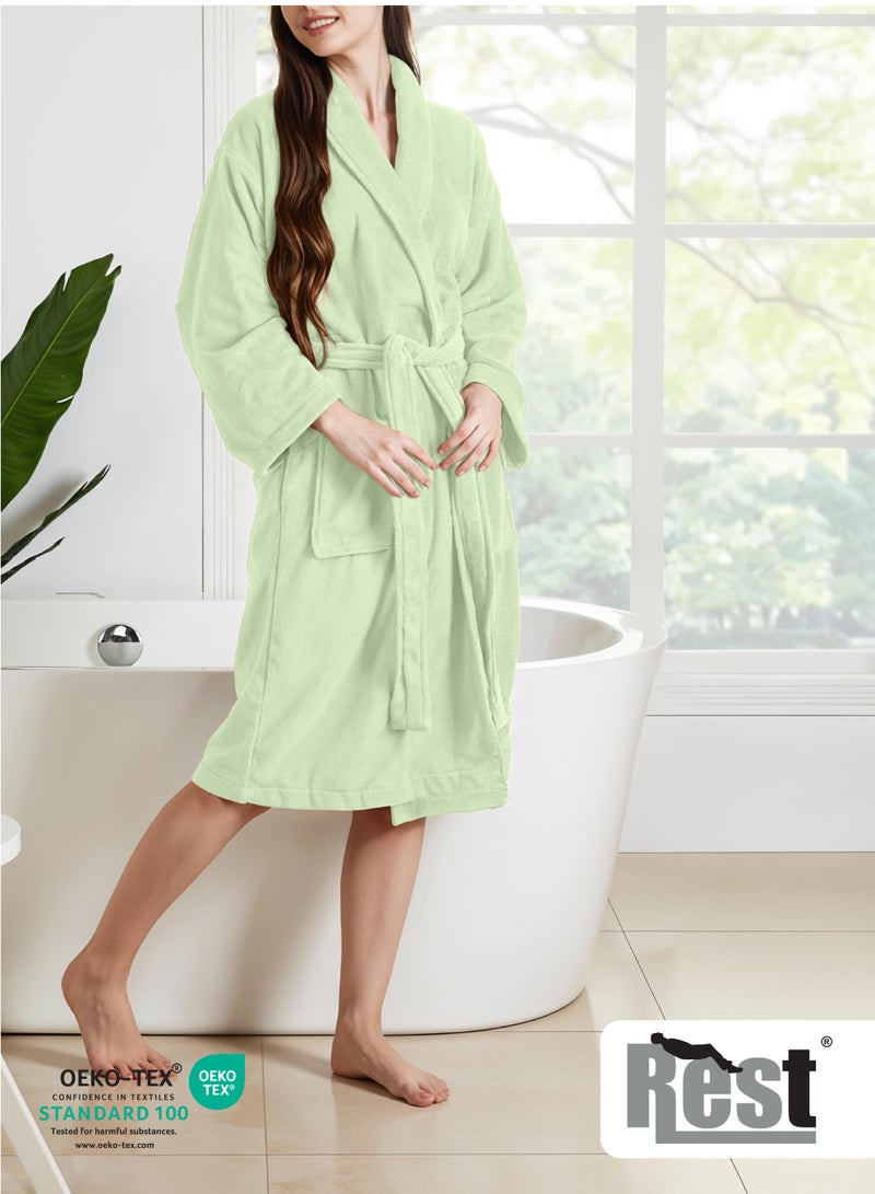 REST  Terry Bathrobe With Pockets Mint Green Hotel Luxury Loungewear Cotton Soft and Absorbent Comfortable After Shower Bathrobe Fade Resistant for Men and Women One Size Fits All 45x30x65cm - Image 3