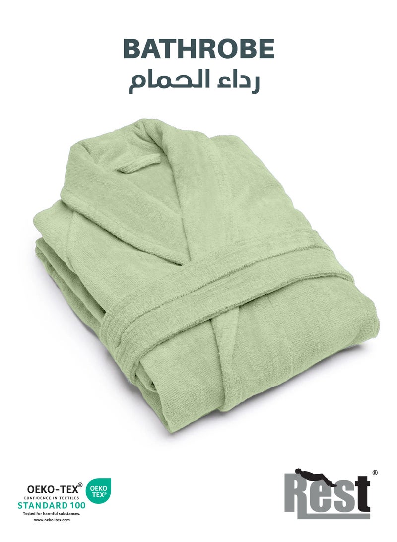 REST  Terry Bathrobe With Pockets Mint Green Hotel Luxury Loungewear Cotton Soft and Absorbent Comfortable After Shower Bathrobe Fade Resistant for Men and Women One Size Fits All 45x30x65cm - Image 1