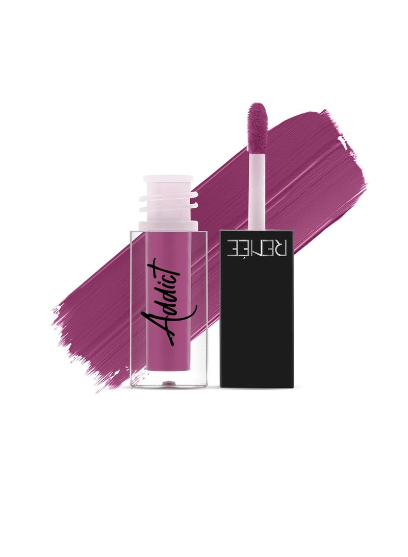 رينيه ملون شفاه سائل من ريني أديكت، مقاوم للماء والتلطخ، غير قابل للنقل، لمسة نهائية غير لامعة تدوم طويلاً، غني بفيتامين E، نباتي، توت النبيذ، 2 مل - Image 1