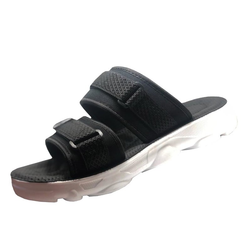 Slipper Men Fabric Satin Medical Comfortable Black Slipper Men's Satin Fabric Medical Comfort Black (41, 40) - Image 2