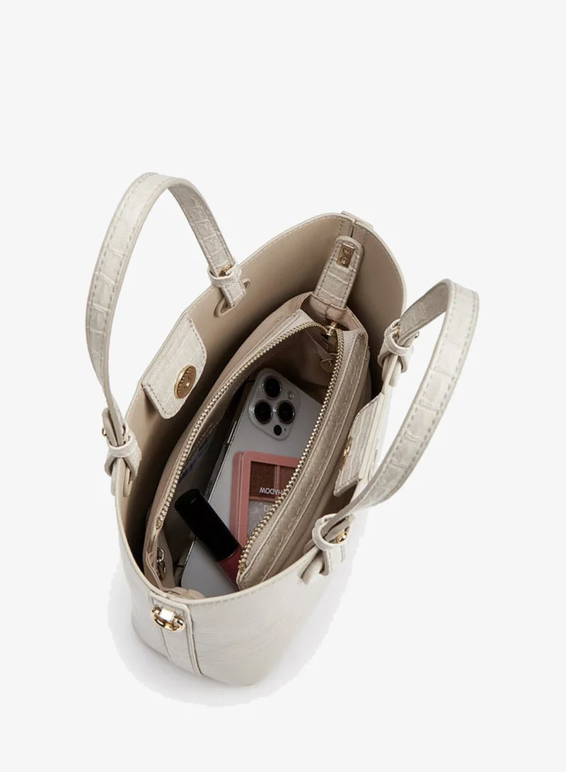 Le Confort BEIGE Textured Tote Bag With Adjustable Strap for Women | Best Price UAE