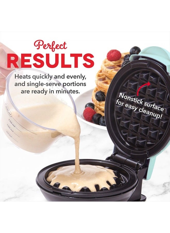 Dash Mini Maker for Individual Waffles, Hash Browns, Keto Chaffles with Easy to Clean, Non-Stick Surfaces, 4 Inch, Aqua  - Image 3