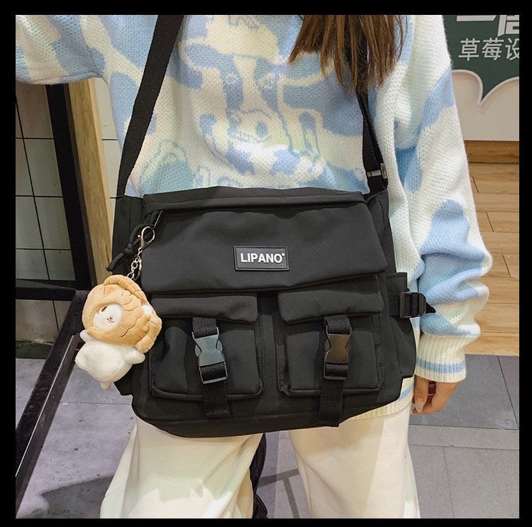 Lipano Japanese Style Ins Retro Trendy Street Shooting Simple Large Capacity Crossbody Bag For Women Casual Sports Shoulder Bag For Men - Image 3