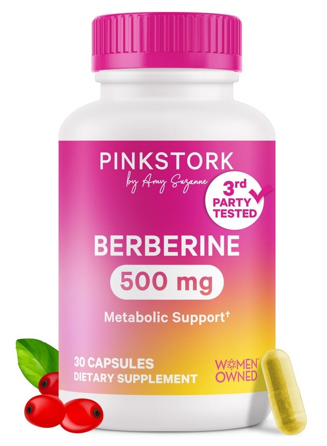 Pink Stork مكمل بيربرين من بينك ستورك 500 ملغ - دعم الأيض للنساء - صحة هرمونية عامة، لنمط حياة نشط وصحي، خالي من الغلوتين، خالي من الألبان - كبسولات 500 ملغ، 30 حبة - Image 1